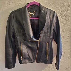 Lamb leather black jacket small